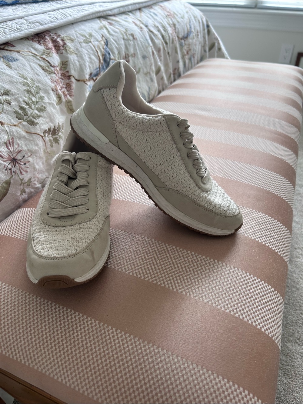 Dolce Vita Beige Knit Lace-Up Sneakers